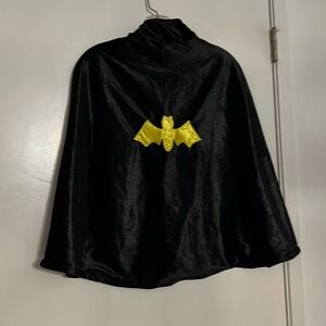 Kid costume cape reversible Batman and spiderweb design.  Fits small /medium EUC